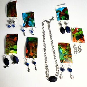 Handmade Necklace & 7 Drop Earrings – Unique Lapis Lazuli Set